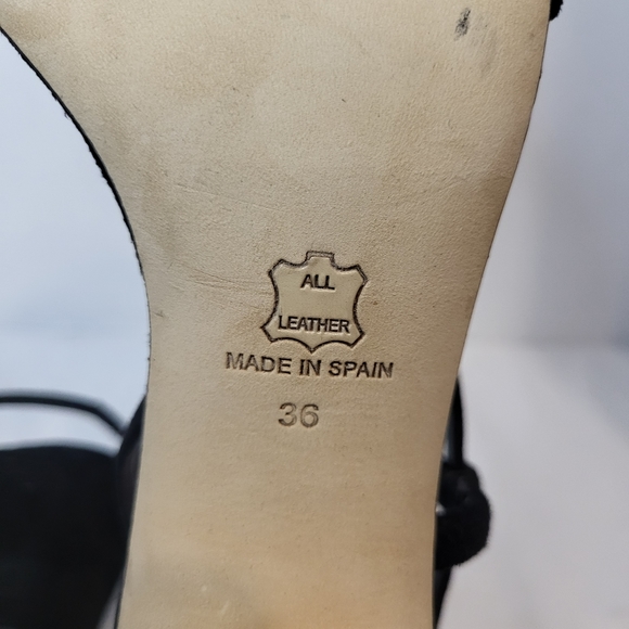 La Canadienne Pola black suede square stappy sandal 36 Stuart Weitzman soirée 35 - Picture 16 of 16